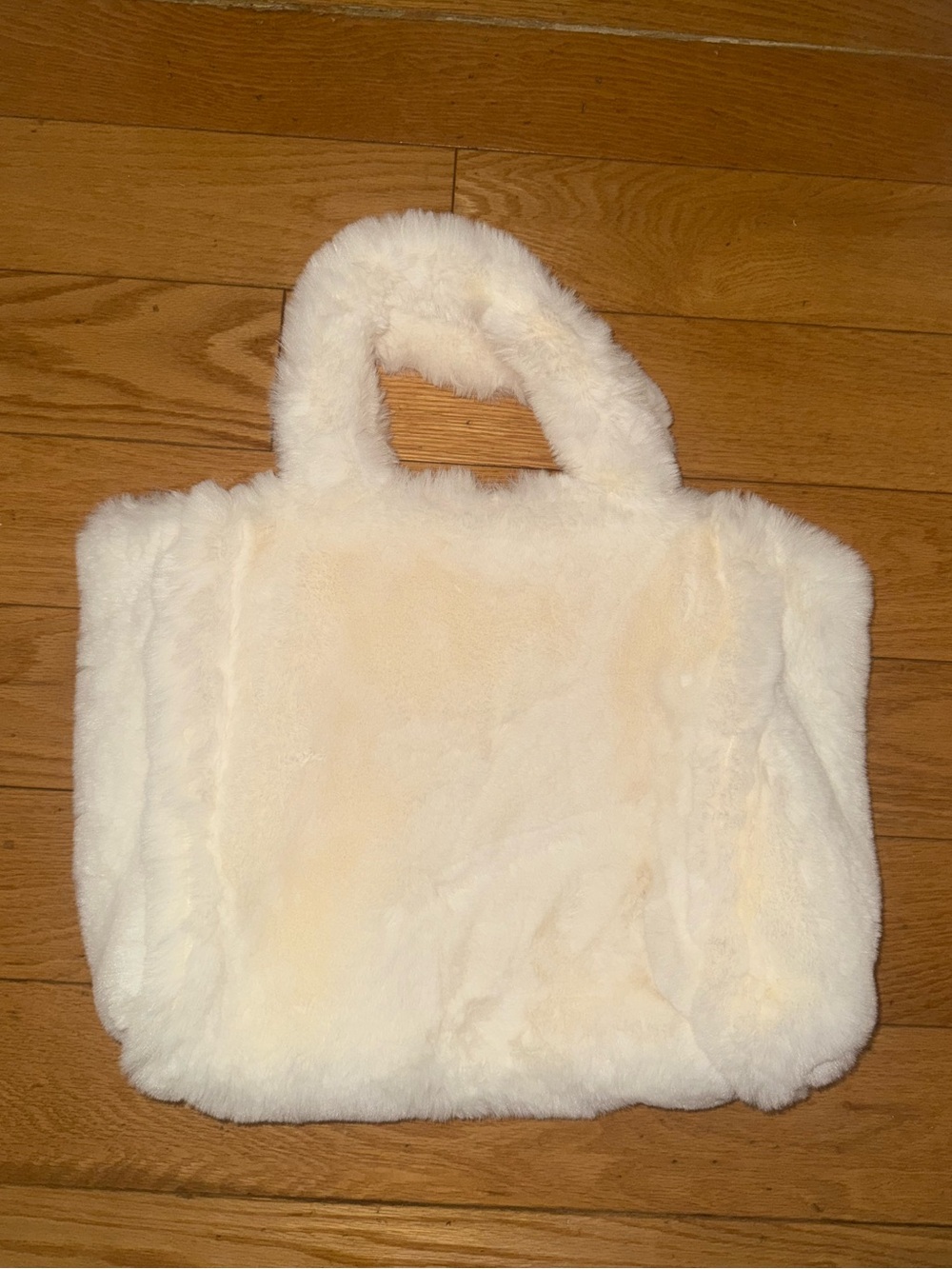 Faux Fur Cream Tote Bag - Soft Plush Carryall